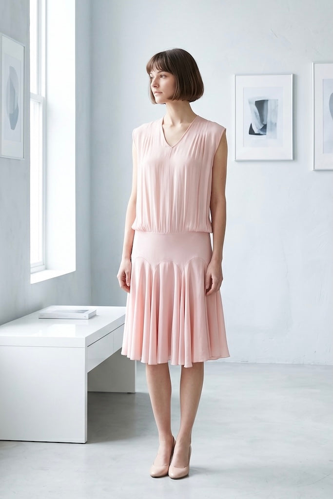 1920s Vintage Pastel Pink Silk Crepe Dress – ThisBlueBird
