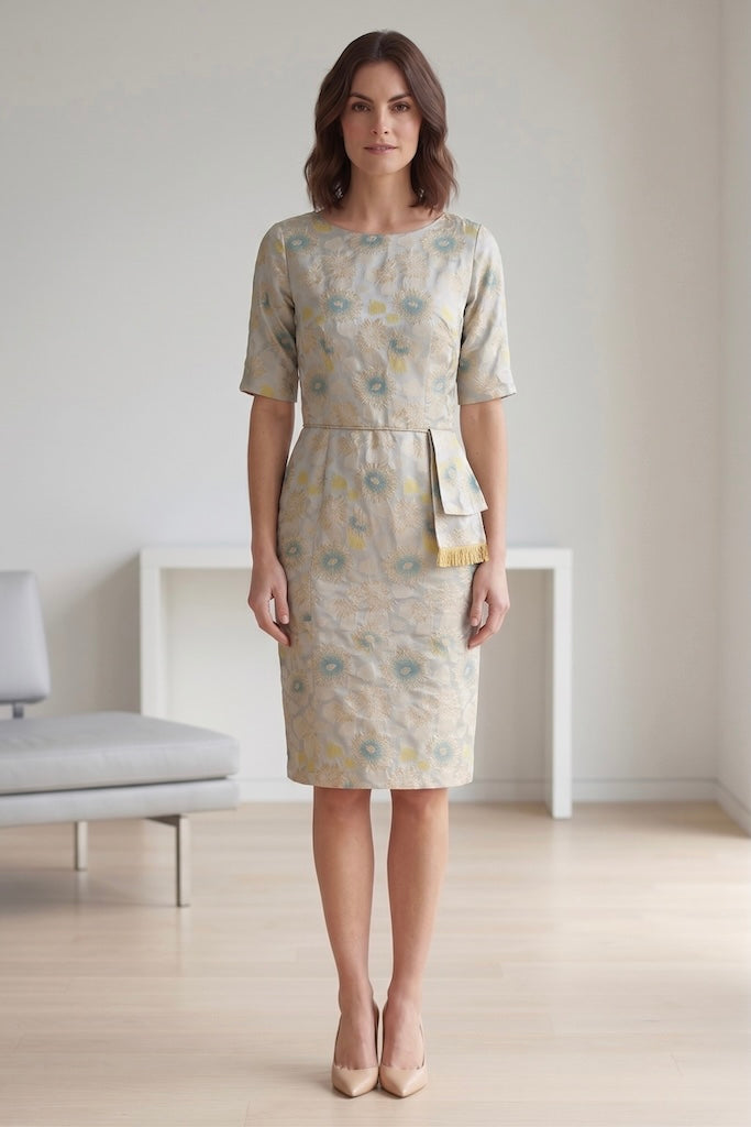 1950s Vintage Blue and Gold Satin Brocade Cocktail Dress – ThisBlueBird