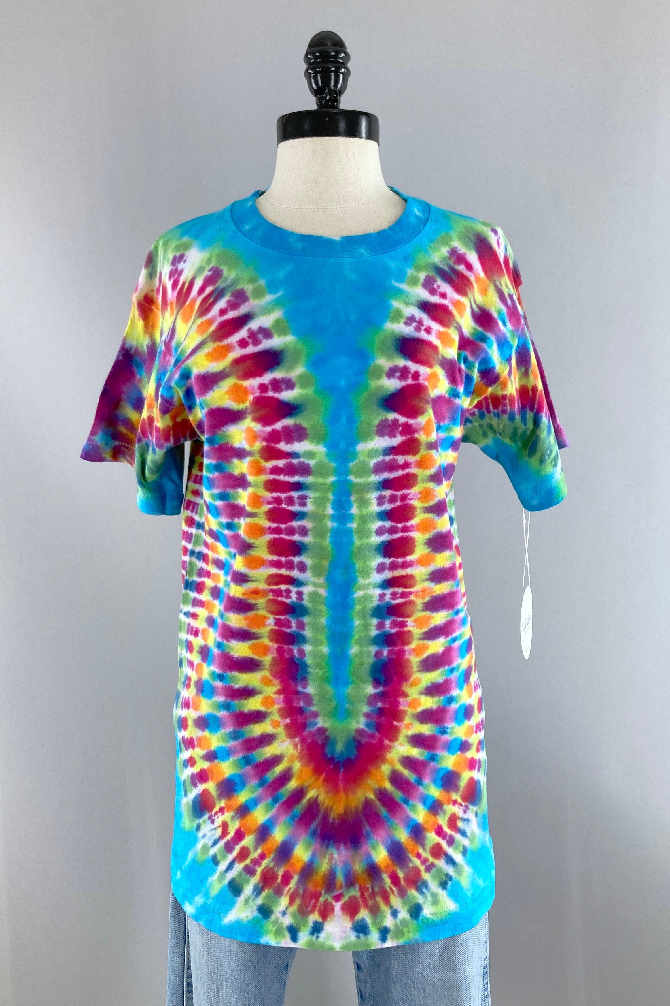 Vintage 1980s Tie Dye Tee - Blue Wave