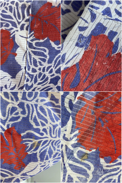 Vintage Blue Leaves Summer Silk Kimono-ThisBlueBird