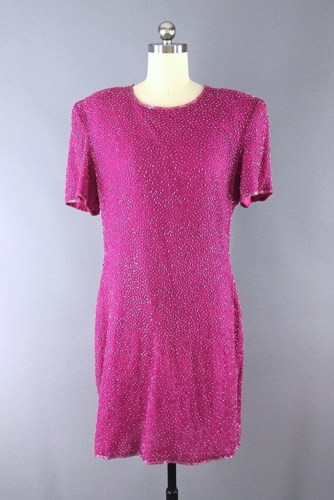 blue dress for baby girl Vintage Hot Pink Beaded Dress – ThisBlueBird