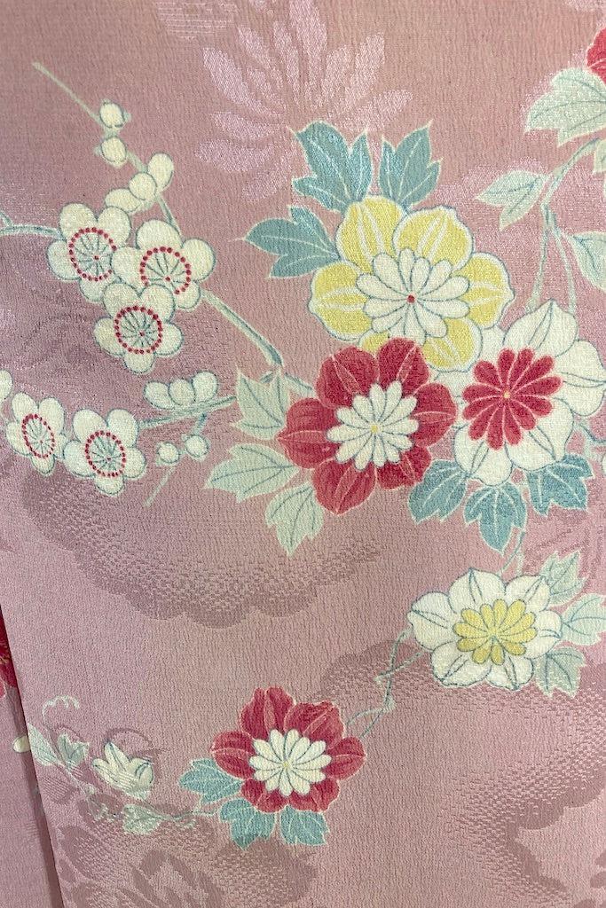 Antique 1920s Mauve Pink Silk Kimono Robe-ThisBlueBird