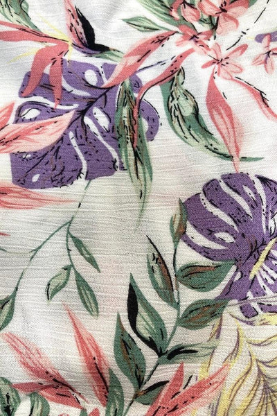 Ivory Tropical Print Kimono Cardigan-ThisBlueBird