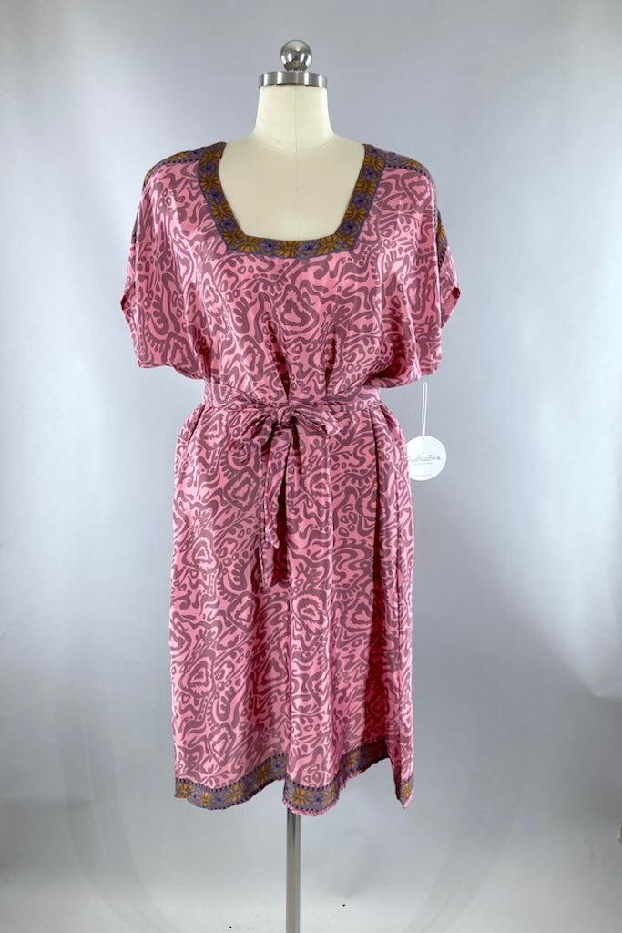 Pink Sari Kaftan Dress  ThisBlueBird