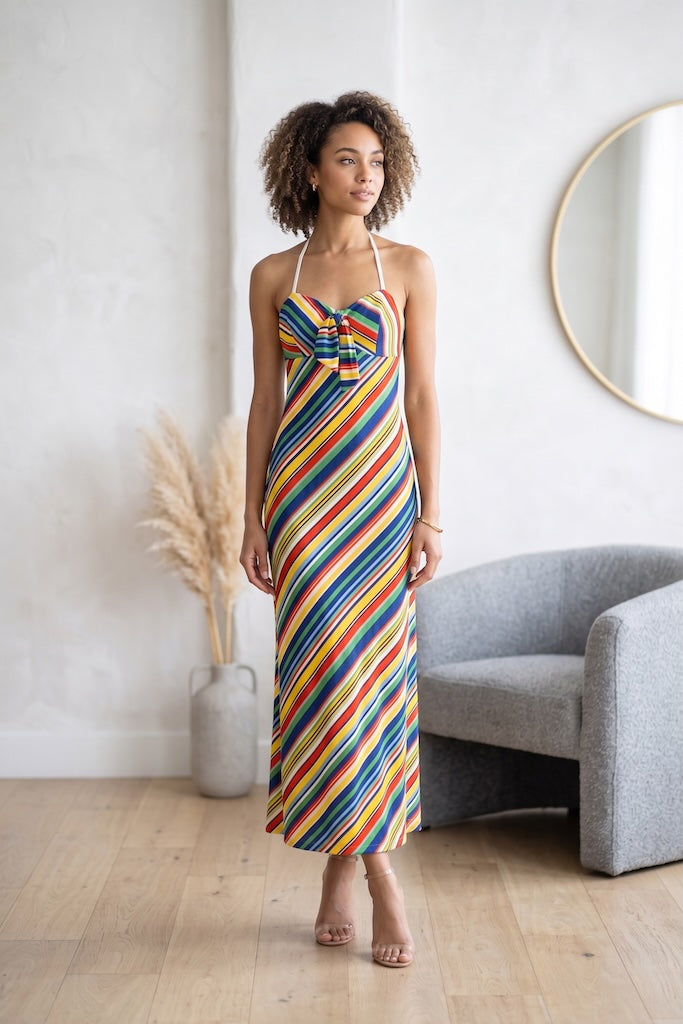 Vintage 70s Rainbow Halter Dress – ThisBlueBird
