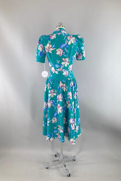 Vintage '80 Green Gardens Dress-ThisBlueBird