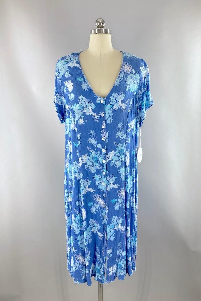 navy blue dress for baby girl 90's Button Down Floral Dress