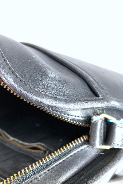 Vintage Black Leather Coach Shoulder Bag-ThisBlueBird