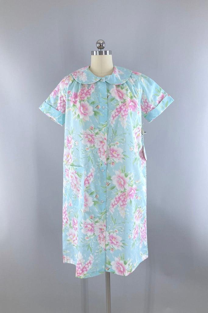 Vintage Blue Floral House Dress – ThisBlueBird