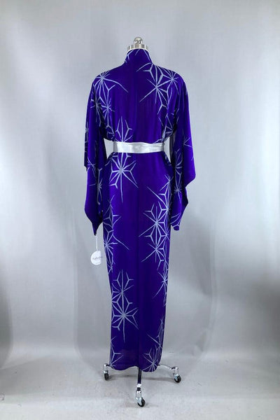Vintage Blue & Grey Summer Silk Kimono-ThisBlueBird