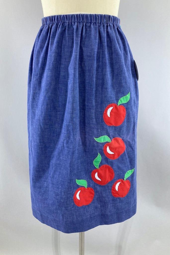 Vintage Chambray Apples Skirt-ThisBlueBird