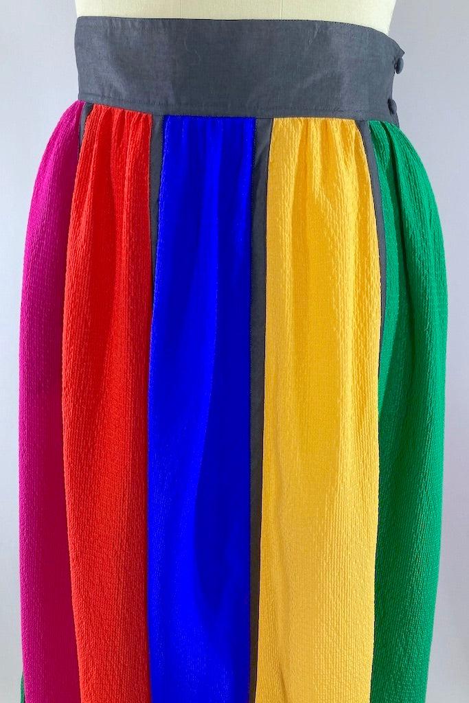 Vintage Geoffrey Beene Rainbow Silk Skirt-ThisBlueBird