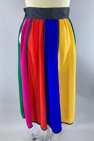 Vintage Geoffrey Beene Rainbow Silk Skirt-ThisBlueBird