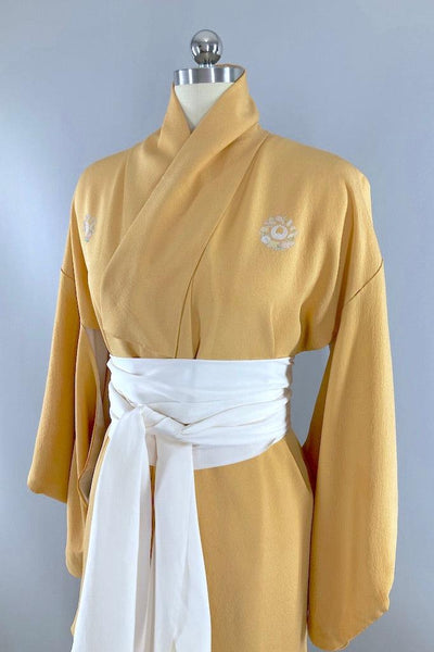Vintage Gold Silk Kimono-ThisBlueBird