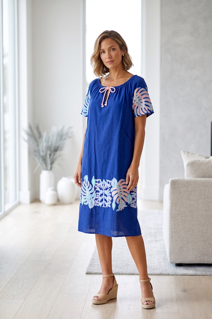 Vintage Monstera Leaf Summer Dress