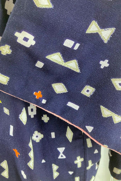 Vintage Navy Geometric Cotton Kimono-ThisBlueBird