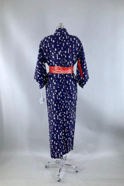 Vintage Navy Geometric Cotton Kimono-ThisBlueBird