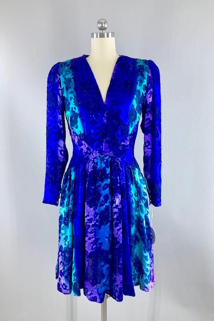 Vintage Pauline Trigere Blue Ombre Dress-ThisBlueBird
