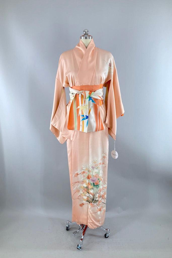 Vintage Peach Silk Floral Kimono – ThisBlueBird