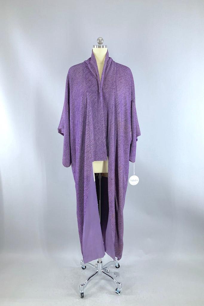 Vintage Purple Full Shibori Silk Kimono-ThisBlueBird