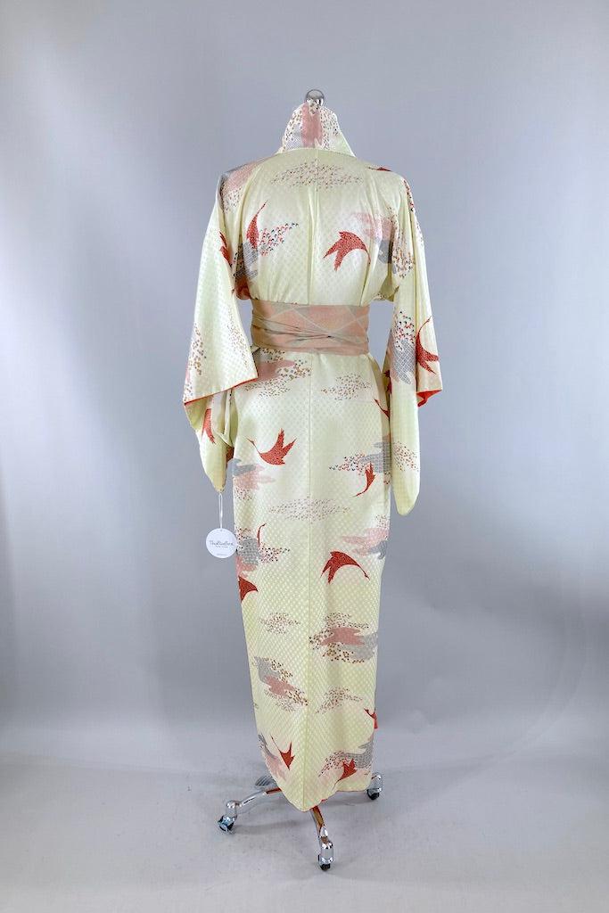 Vintage Yellow & Red Birds Kimono-ThisBlueBird