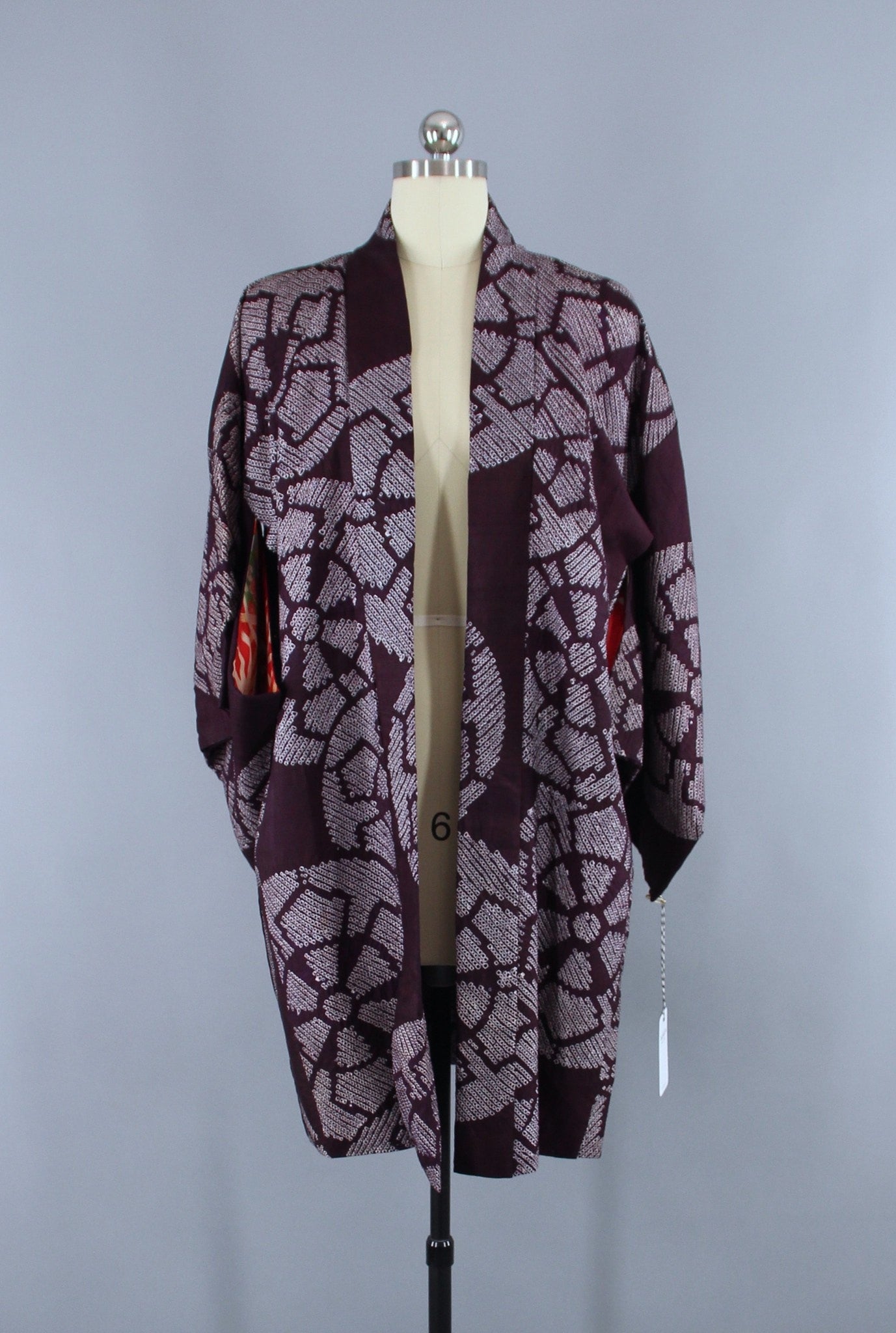 1930s Vintage Haori Kimono Jacket / Purple Shibori Pinwheels - ThisBlueBird