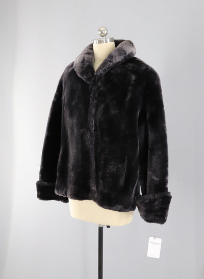 1950s Smoke Grey Mouton Lamb Fur Coat / Perlstein Fur Co St. Louis - ThisBlueBird