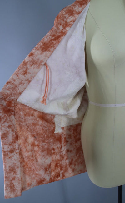 1950s Vintage Silk Haori Kimono Jacket Cardigan / Terra Cotta Shibori - ThisBlueBird