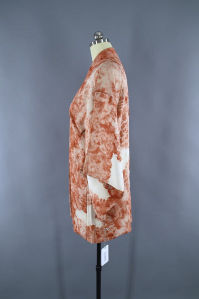1950s Vintage Silk Haori Kimono Jacket Cardigan / Terra Cotta Shibori - ThisBlueBird