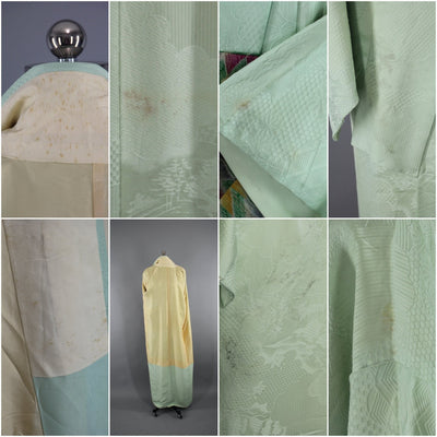 1950s Vintage Silk Kimono Robe in Pastel Mint Green - ThisBlueBird