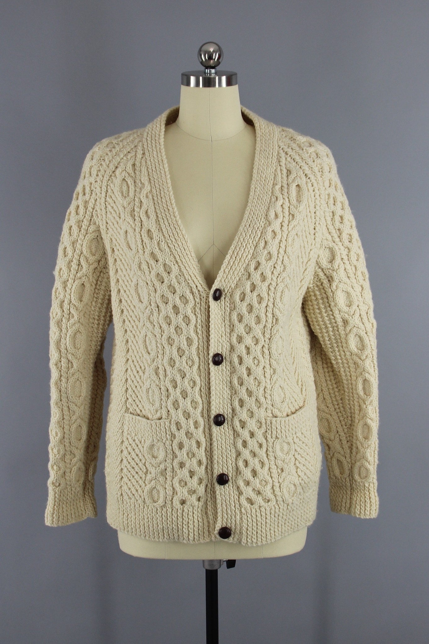 トップス Made in Ireland 1980's vintage cardigan 1960s Vintage Irish Wool Cardigan / Alana Dublin / Fisherman's