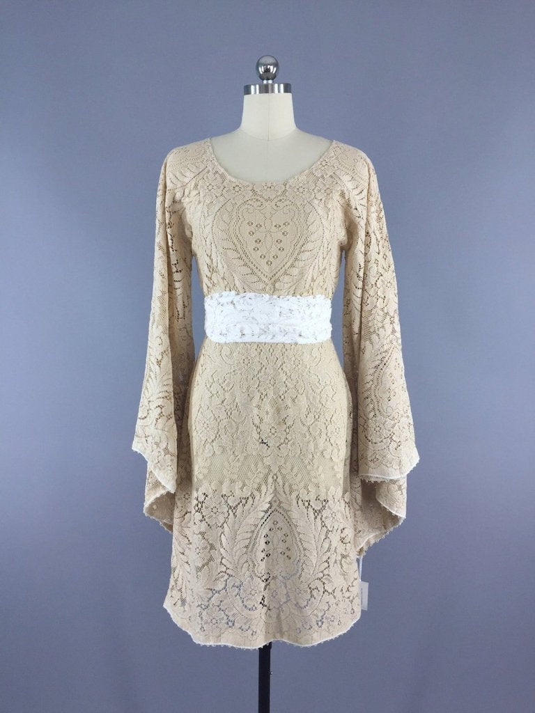 1970s Vintage Crochet Lace Bohemian Wedding Dress ThisBlueBird 1970s Vintage Crochet Lace Bohemian Wedding Dress ThisBlueBird