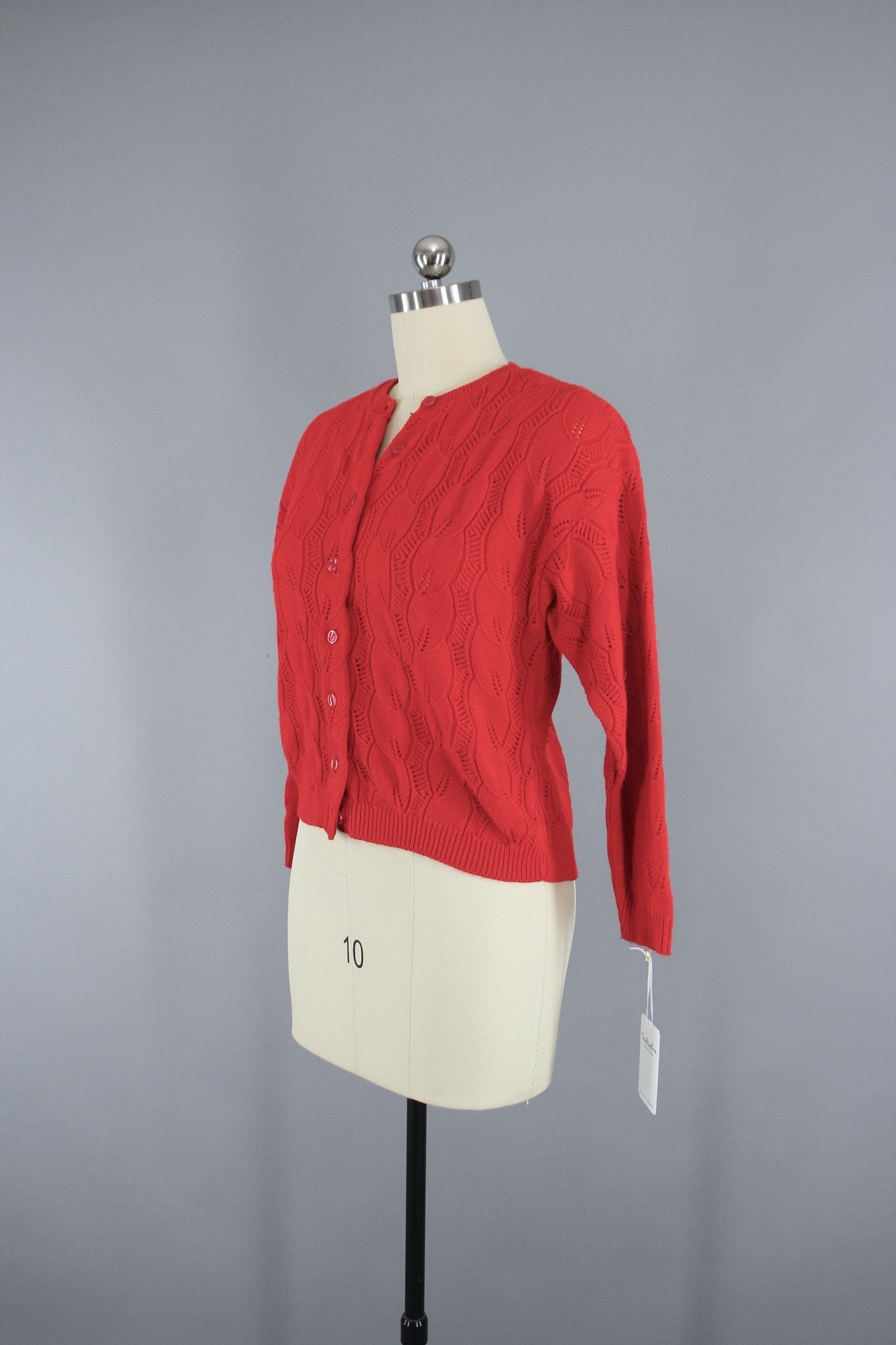 1970s Vintage Red Knitted Cardigan Sweater - ThisBlueBird