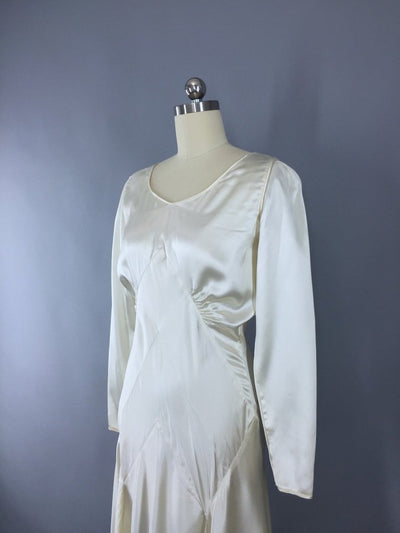 Vintage 1920s - 1930s Satin Wedding Dress - ThisBlueBird