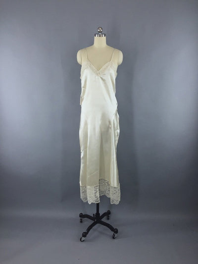 Vintage 1920s - 1930s Satin Wedding Dress - ThisBlueBird