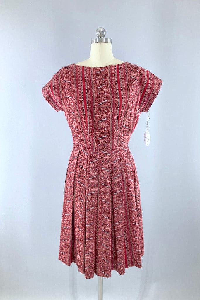 1950s Blue Cotton Day Dress with Embroidered Bodice main image 0