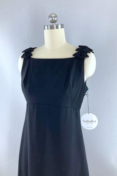 Vintage 1960s Black Cocktail Dress-ThisBlueBird