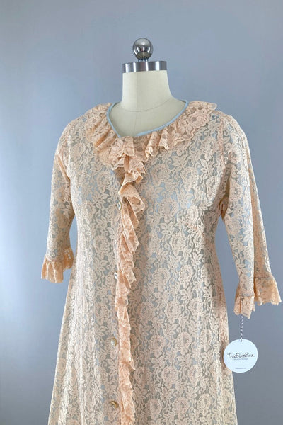Vintage 1960s Blush Lace Robe-ThisBlueBird