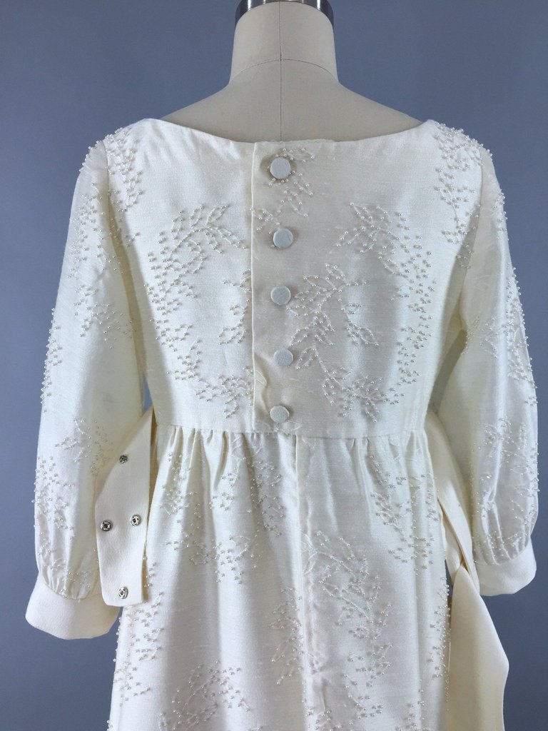 Vintage 1960s Ivory Pearl Beaded Wedding Dress - ThisBlueBird