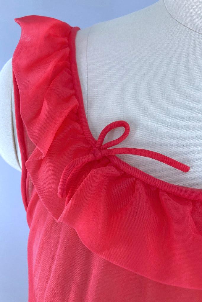 Vintage 60s Red Chiffon Nightgown-ThisBlueBird
