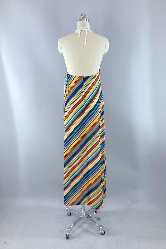 Vintage 70s Rainbow Halter Dress-ThisBlueBird
