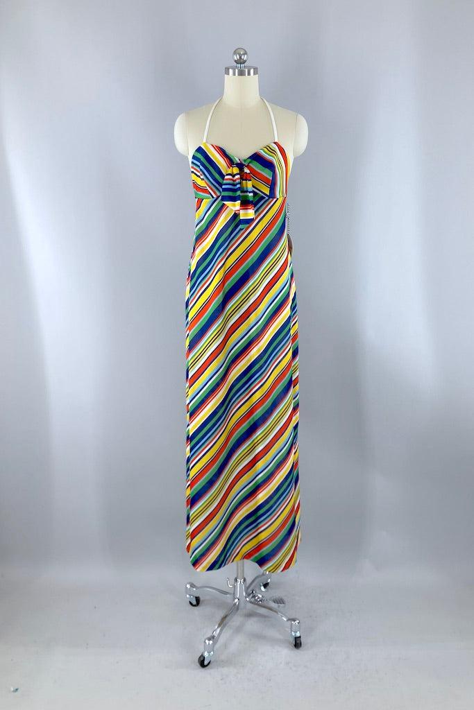 Vintage 70s Rainbow Halter Dress Vintage 70s Rainbow Halter Dress