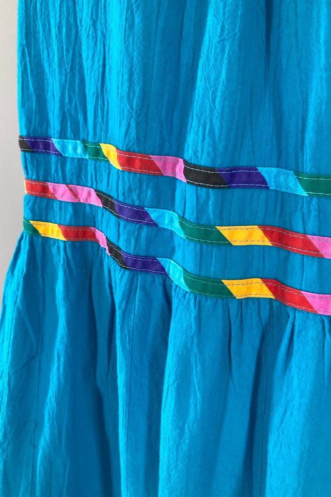 Vintage Aqua Blue Rainbow Dress-ThisBlueBird