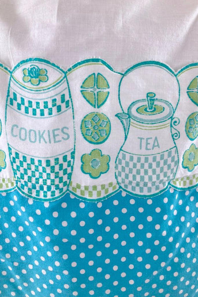 Vintage Aqua Tea & Cookies Half Apron-ThisBlueBird