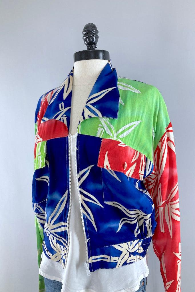 Vintage Beaded Batik Floral Jacket-ThisBlueBird