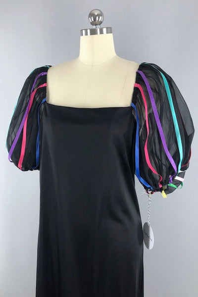 Vintage Black Rainbow Ribbon Dress-ThisBlueBird - Modern Vintage