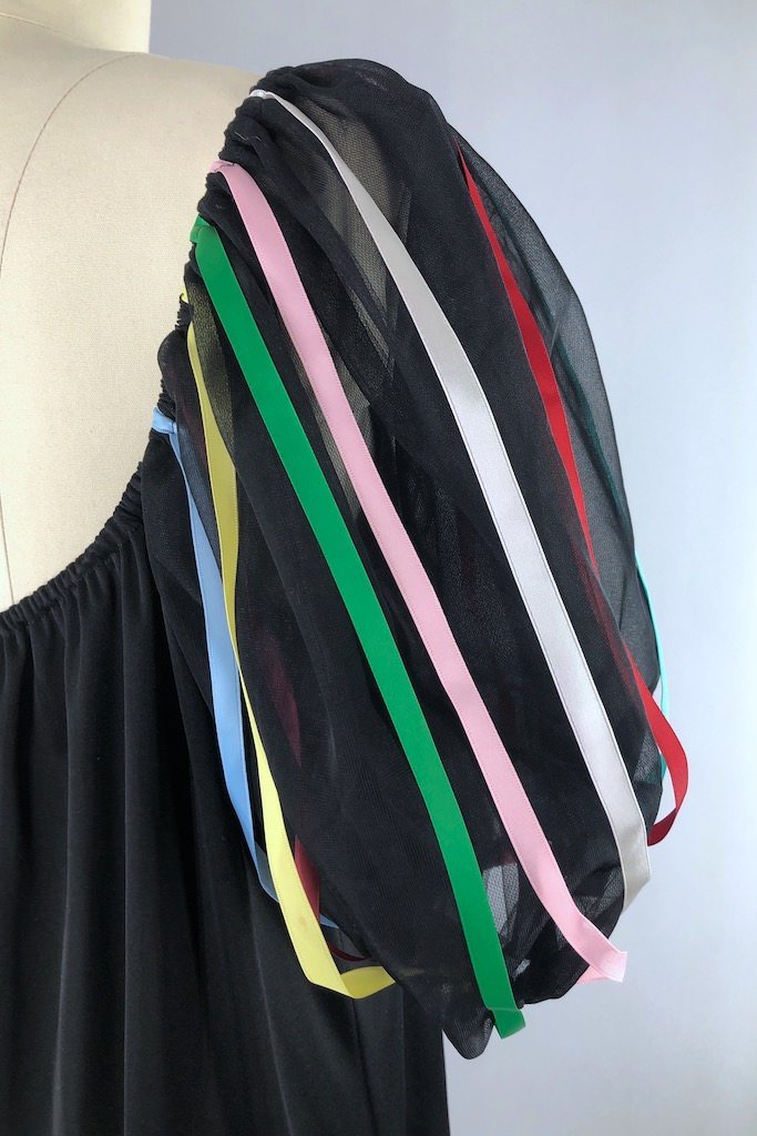 Vintage Black Rainbow Ribbon Dress-ThisBlueBird - Modern Vintage