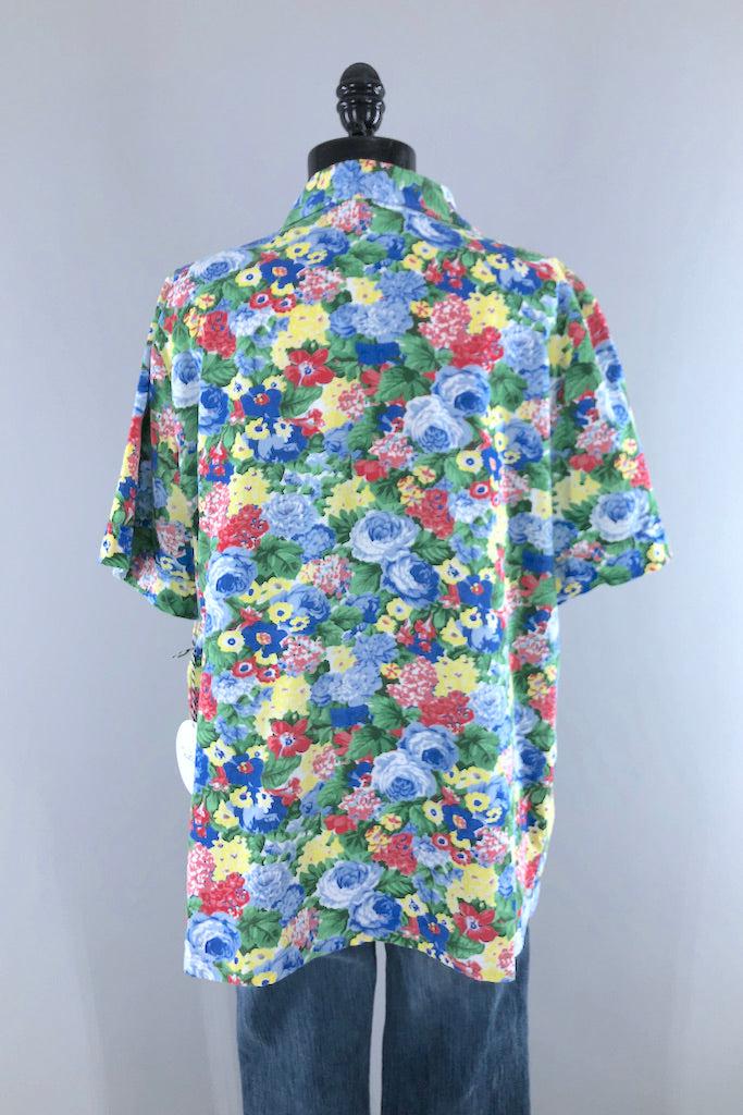 Vintage Blue Print Summer Shirt-ThisBlueBird