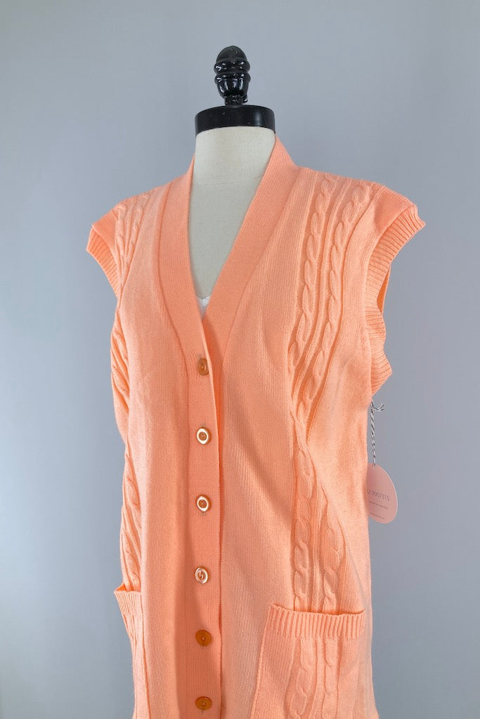 Vintage Bright Orange Spring Sweater Vest-ThisBlueBird