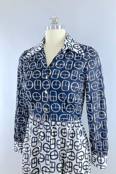 Vintage Buckle Novelty Print Dress-ThisBlueBird